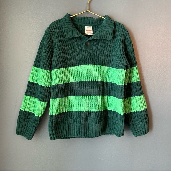 Hanna Andersson green stripe chenille sweater - Picture 1 of 3